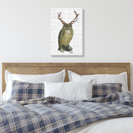 Owl met Antlers Canvas Afdruk (Insitu (Slaapkamer))