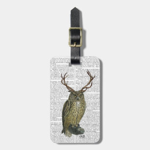 Owl met Antlers vlakte 2 Bagagelabel