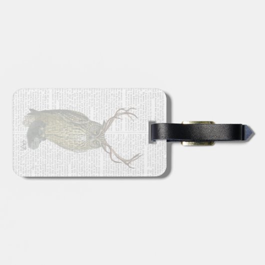 Owl met Antlers vlakte 2 Bagagelabel (Achterkant horizontaal)