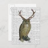 Owl met Antlers vlakte 2 Briefkaart (Voorkant / Achterkant)