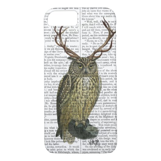 Owl met Antlers vlakte 2 Case-Mate iPhone Case (Achterkant)