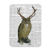 Owl met Antlers vlakte 2 Magneet (Verticaal)