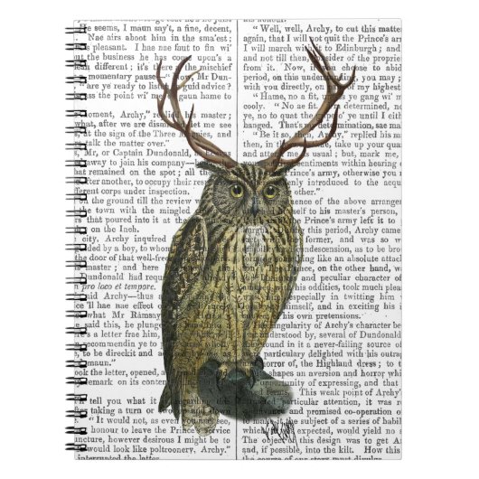 Owl met Antlers vlakte 2 Notitieboek (Voorkant)
