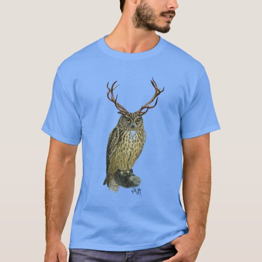 Owl met Antlers vlakte 2 T-shirt (Voorkant)