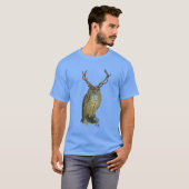 Owl met Antlers vlakte 2 T-shirt (Voorkant volledig)