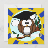 Owl met blauwe en goudkleuren kaart (Voorkant)