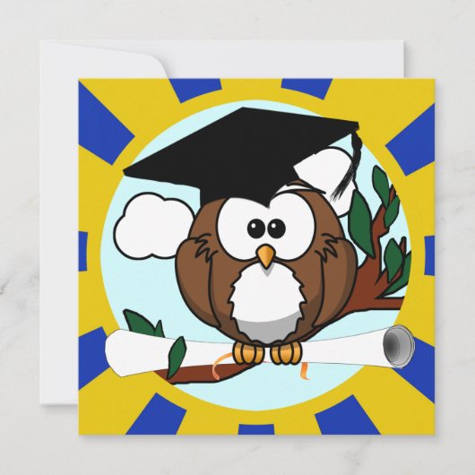 Owl met blauwe en goudkleuren kaart (Voorkant)