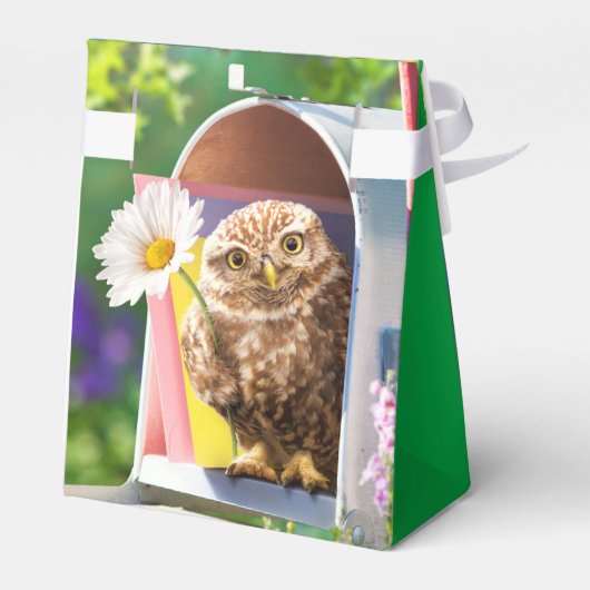 Owl met bloem in brievenbus bedankdoosjes (Achterkant)
