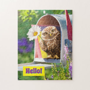Owl met bloem in brievenbus legpuzzel
