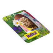 Owl met bloem in brievenbus magneet (Rechterzijde)