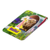 Owl met bloem in brievenbus magneet (Linkerzijde)