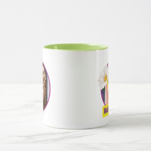 Owl met bloem in brievenbus mok (Midden)