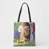 Owl met bloem in brievenbus tote bag (Voorkant)