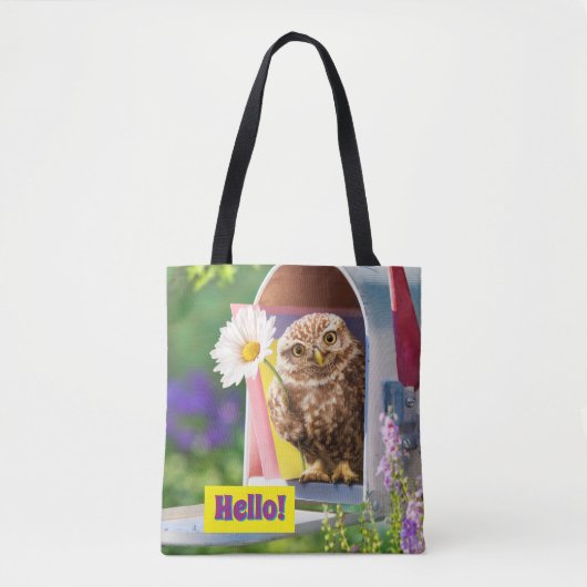 Owl met bloem in brievenbus tote bag (Voorkant)