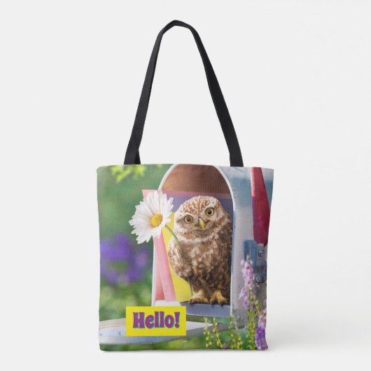 Owl met bloem in brievenbus tote bag (Achterkant)