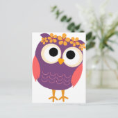 Owl met bloemen in haar haar haar haar briefkaart (Staand voorkant)