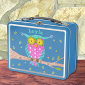 Owl met bloemen ogen kind metalen lunchbox