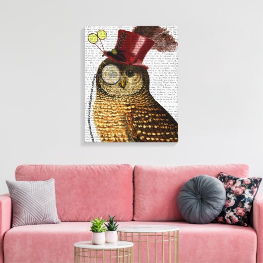 Owl met bovenste hak canvas afdruk (Insitu (Woonkamer))