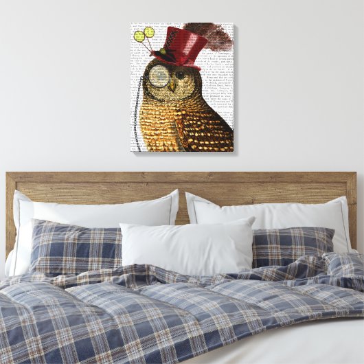 Owl met bovenste hak canvas afdruk (Insitu (Slaapkamer))