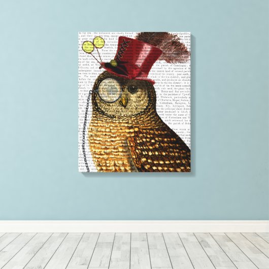Owl met bovenste hak canvas afdruk (Insitu (Houten vloer))