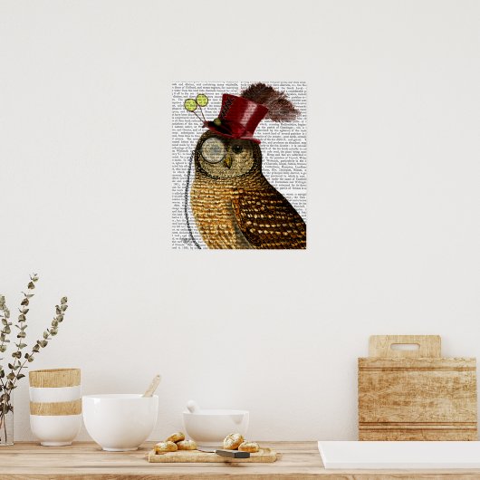 Owl met bovenste hak poster (Keuken)