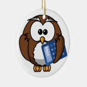 Owl met Calculator, wiskunde, student, boekhouding Keramisch Ornament (Rechts)
