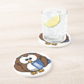 Owl met Calculator, wiskunde, student, boekhouding Zandsteen Onderzetter (Zijkant)