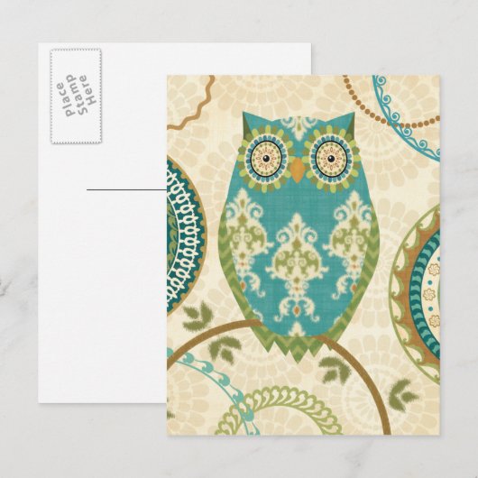 Owl met Circulaire Patronen Briefkaart (Voorkant / Achterkant)