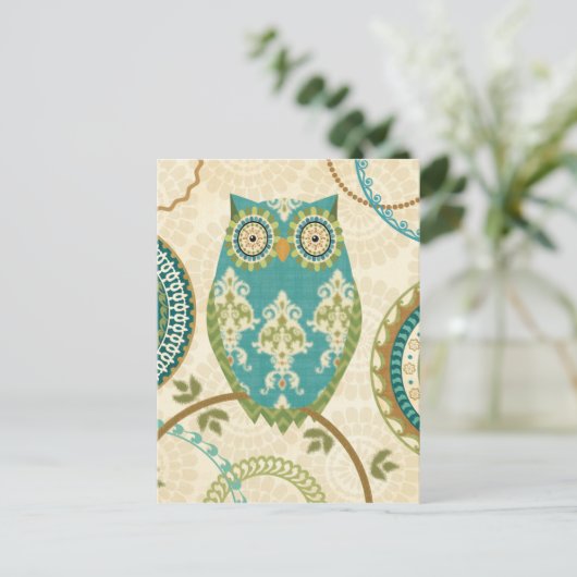 Owl met Circulaire Patronen Briefkaart (Staand voorkant)