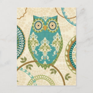 Owl met Circulaire Patronen Briefkaart
