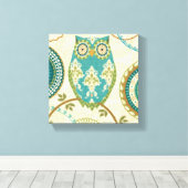 Owl met Circulaire Patronen Canvas Afdruk (Insitu (Houten vloer))