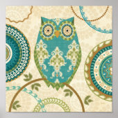 Owl met Circulaire Patronen Poster (Voorkant)