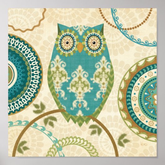 Owl met Circulaire Patronen Poster (Voorkant)