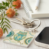 Owl met Circulaire Patronen Sleutelhanger (Voorkant Rechts)