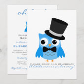 Owl met de hoogste Uitnodiging van het Baby shower (Voorkant / Achterkant)