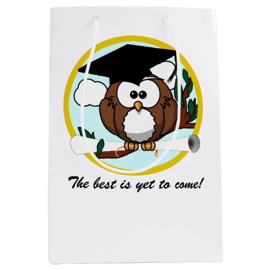 Owl met Diploma Afstuderen Medium Cadeauzakje (Voorkant)