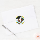Owl met Diploma Afstuderen Ronde Sticker (Envelop)