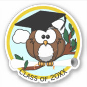 Owl met Diploma Afstuderen Sticker (Voorkant)