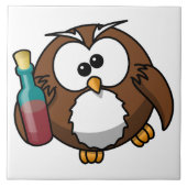 Owl met fles tegeltje (Voorkant)
