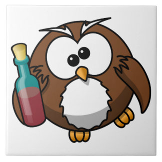 Owl met fles tegeltje