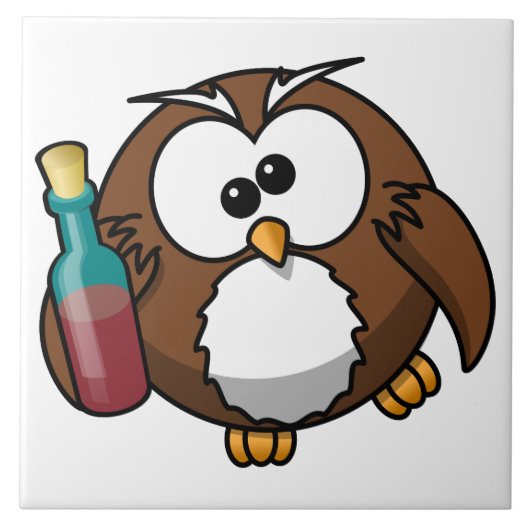Owl met fles tegeltje (Voorkant)