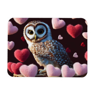 Owl met Fuzzy Hearts Magnet Magneet