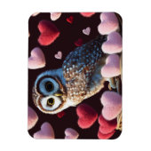 Owl met Fuzzy Hearts Magnet Magneet (Verticaal)
