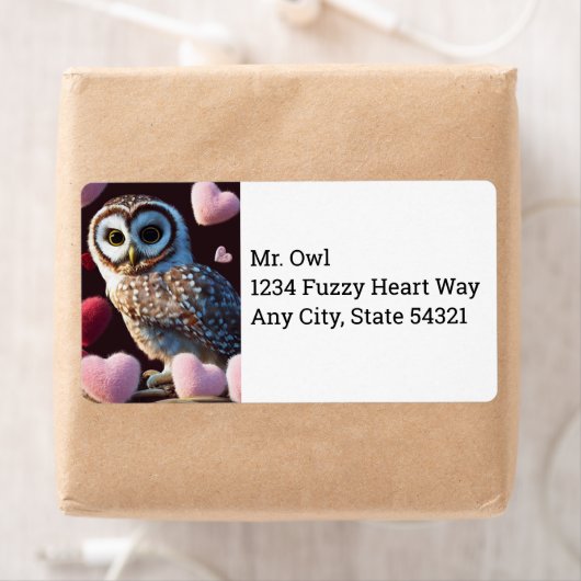 Owl met Fuzzy Hearts Shipping Labels (Insitu)