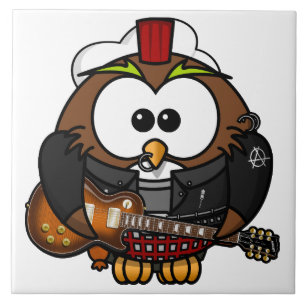Owl met gitaar tegeltje