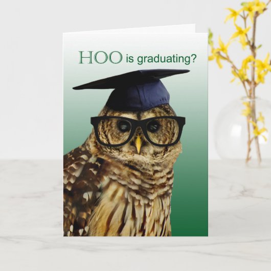 Owl met Glasses Grammar Afstuderen Card Kaart (Gele Bloem)