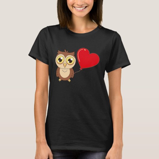 Owl met hartballon Valentijnsdag Love Boys T-shirt (Voorkant)