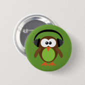 Owl met hoofdtelefoons ronde button 5,7 cm (Voorkant /achterkant)