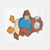 Owl met koffie-mok fleece deken (Voorkant (Horizontaal))