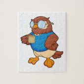 Owl met koffie-mok legpuzzel (Verticaal)